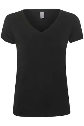 BASIC BLACK SOFT V NECK T SHIRT