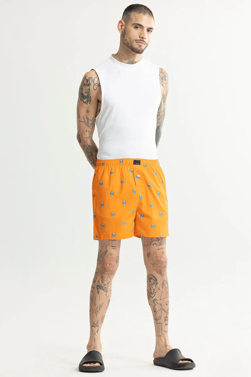 Beer Print Orange Boxer