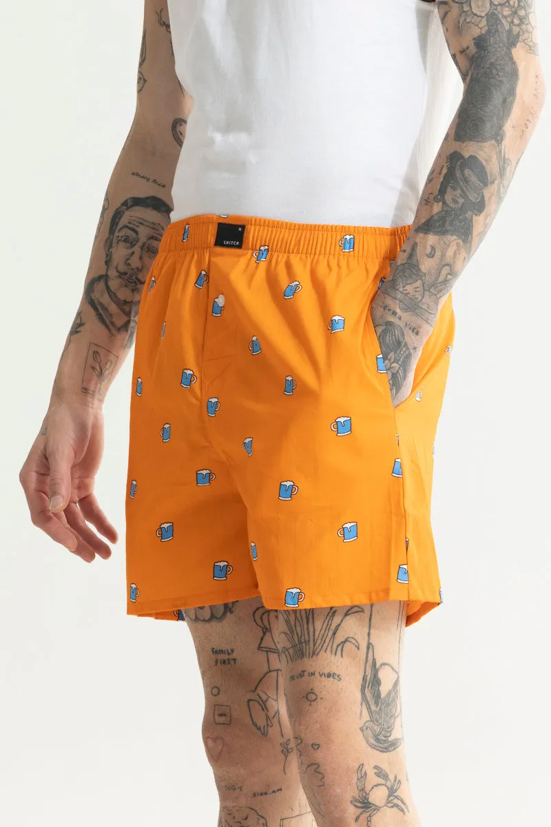 Beer Print Orange Boxer