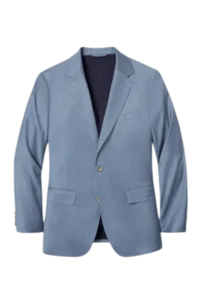 Blue Wool Notch Lapel Modern Fit Single Breasted Jacket