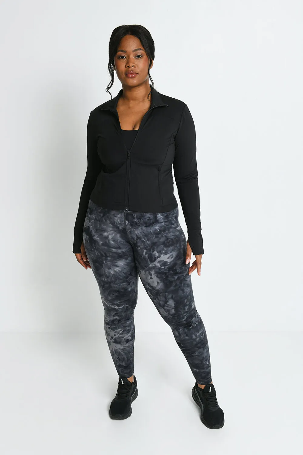 Curve Revitalise High Waisted Leggings - Black Tie Dye