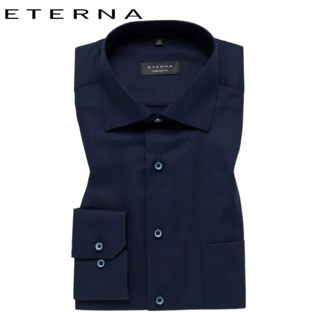 Eterna Dark Navy Twill Shirt Navy