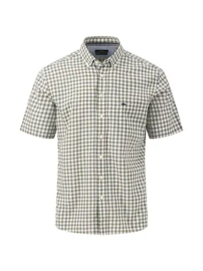 FYNCH HATTON® Summer Slub Vichy Check Shirt/Dusty Olive - SS24