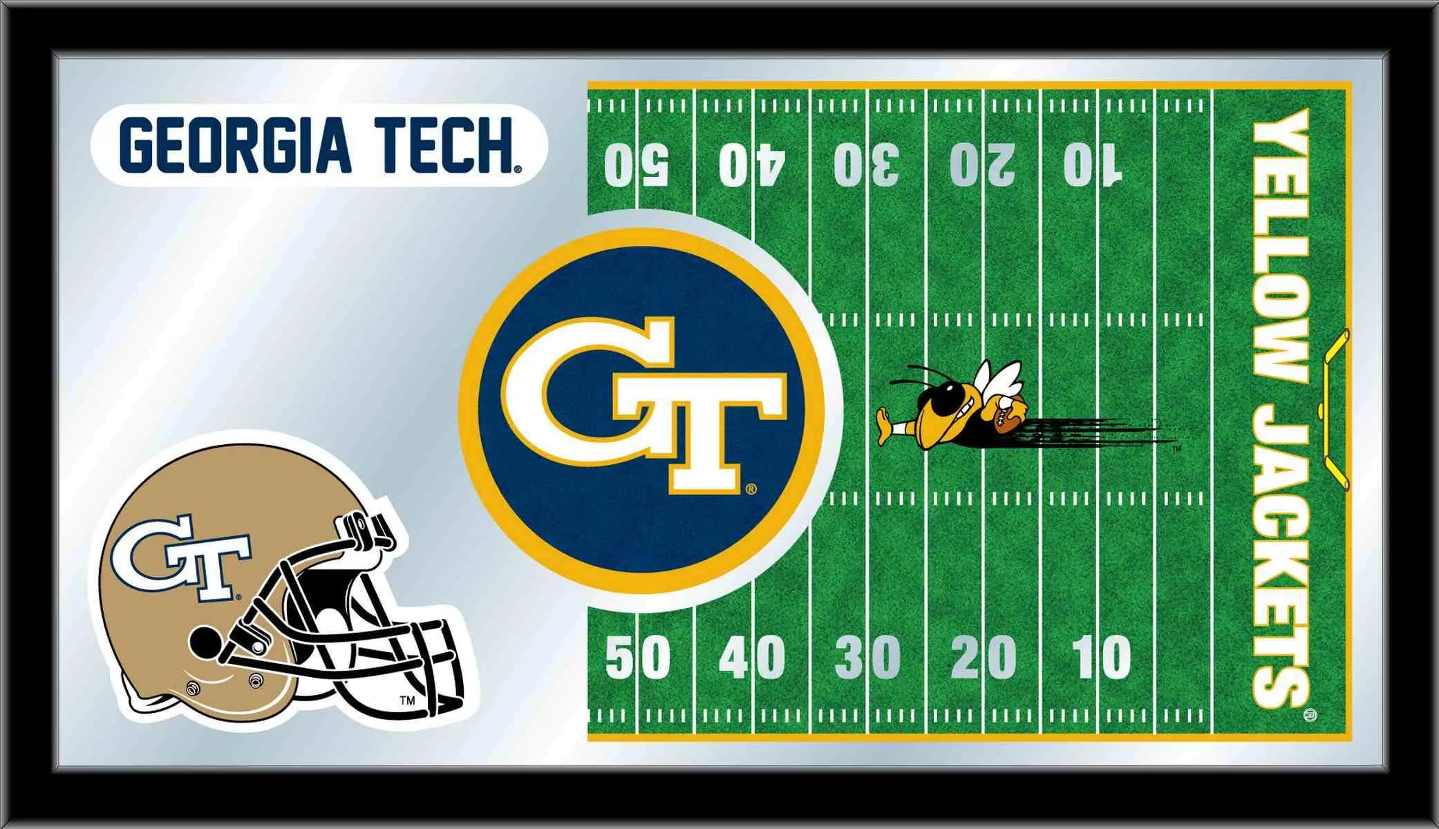 Georgia Tech Yellow Jackets HBS Football Framed Glass Wall Mirror (26"x15")