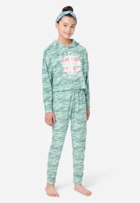 Graphic Space-Dyed Hoodie Pajama Set