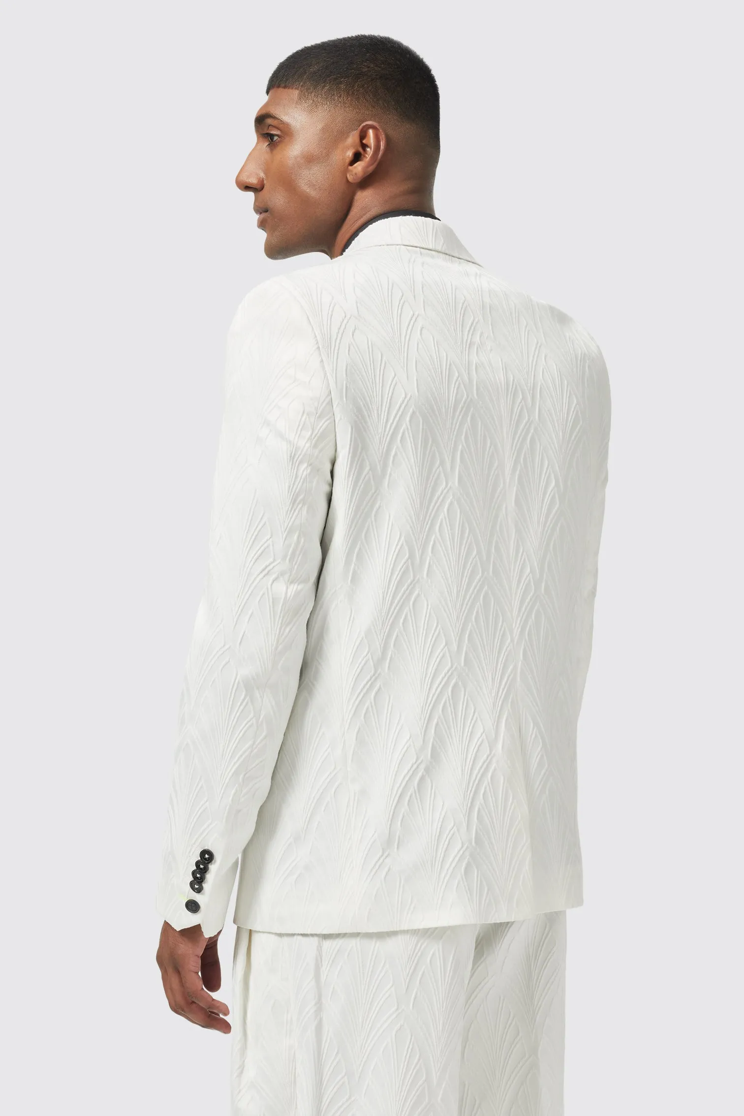 Makowski Slim Fit White Cotton Jacket