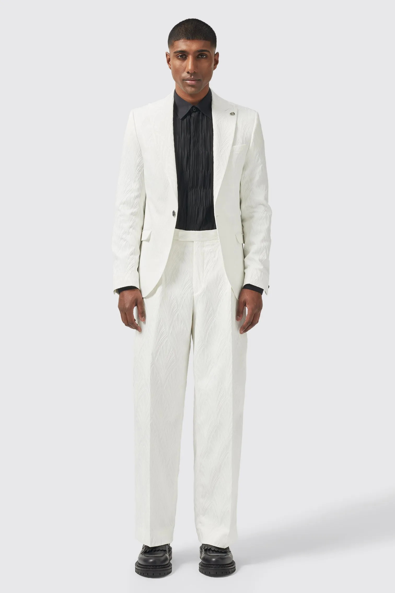 Makowski Slim Fit White Cotton Jacket