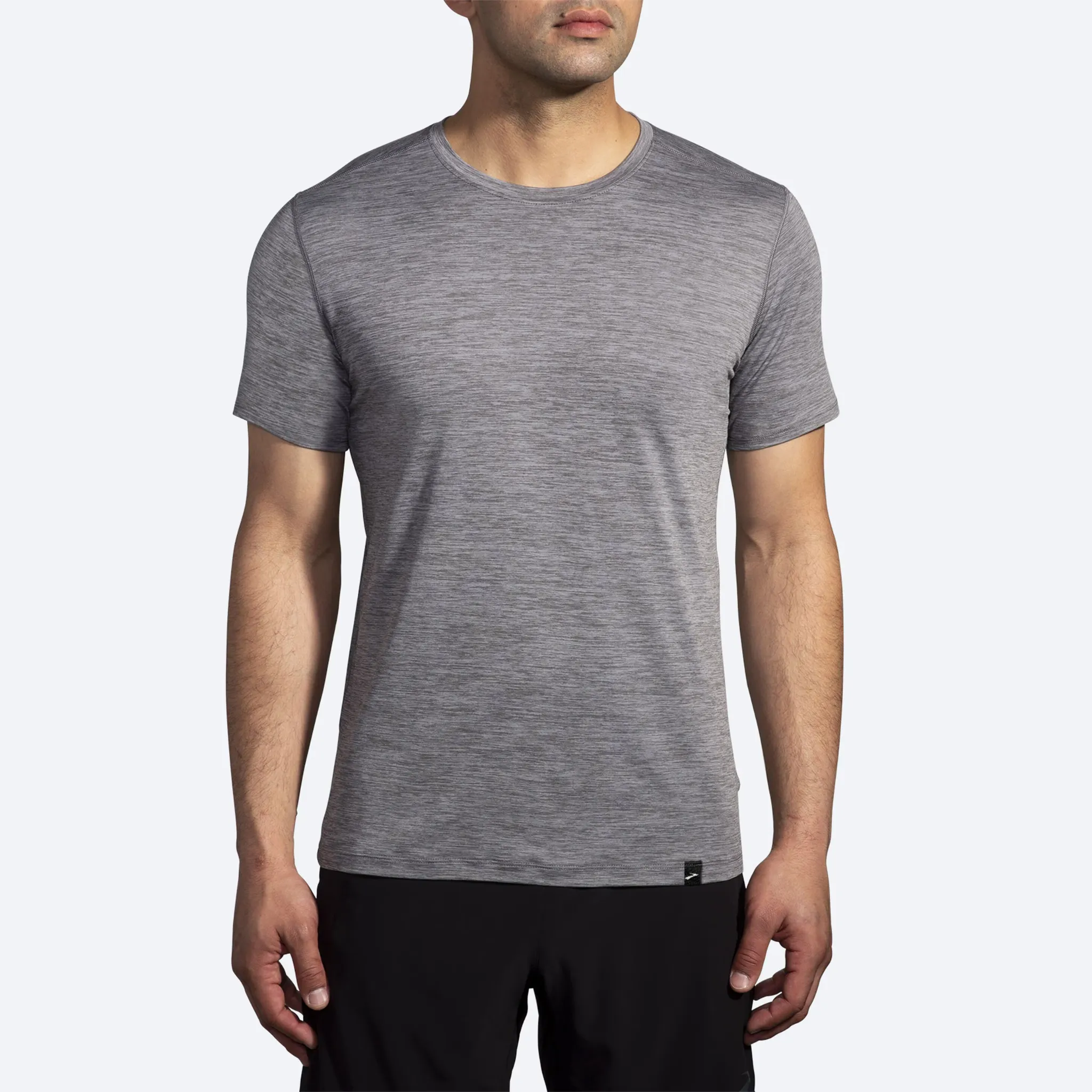 Men's Brooks Luxe Short Sleeve in Heather Charcoal