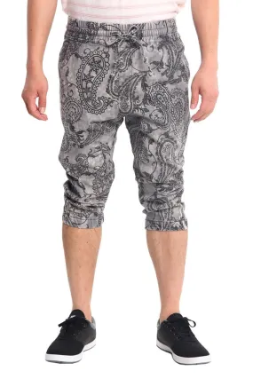 Men's Paisley Print Jean Jogger Shorts