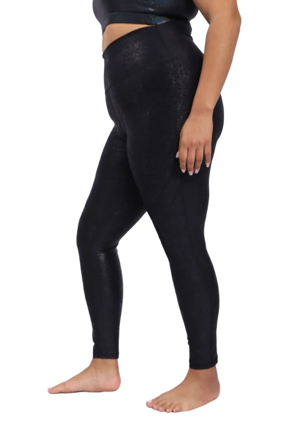 Mono B  High Waist Foil Leggings With Seam Details APH-A0950 and Plus