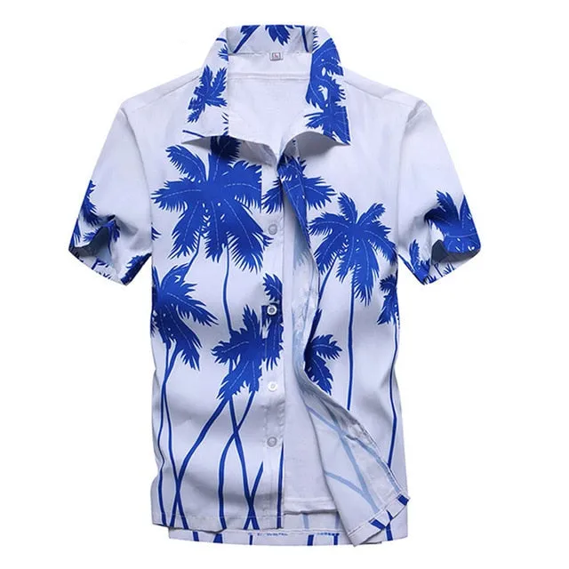 Pink Hawaiian Beach Short Sleeve Shirt Men 2020 Summer Fashion Palm Tree Print Tropical Aloha Shirts Mens Party Holiday Chemise