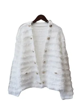 Pre Order:  Furry Single Breasted Knit Sweater