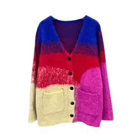 Pre Order:  Multicolor Patch Pockets Knit Cardigan