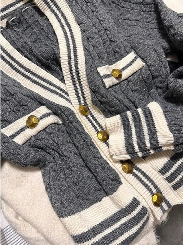 Pre Order:  Striped Edges Short Knit Sweater