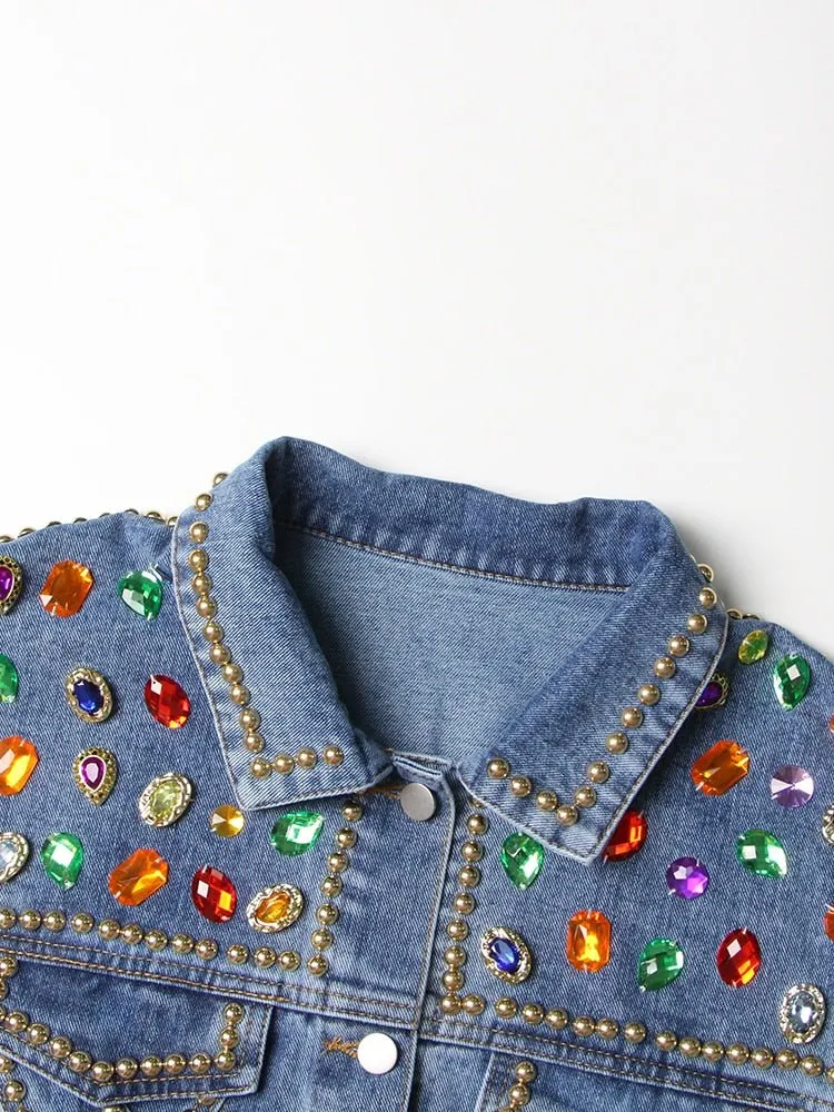 Pre Order:  Studded Hollow Out Patchwork Jacket