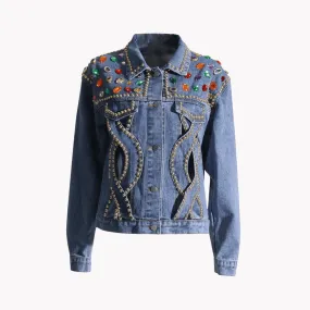 Pre Order:  Studded Hollow Out Patchwork Jacket