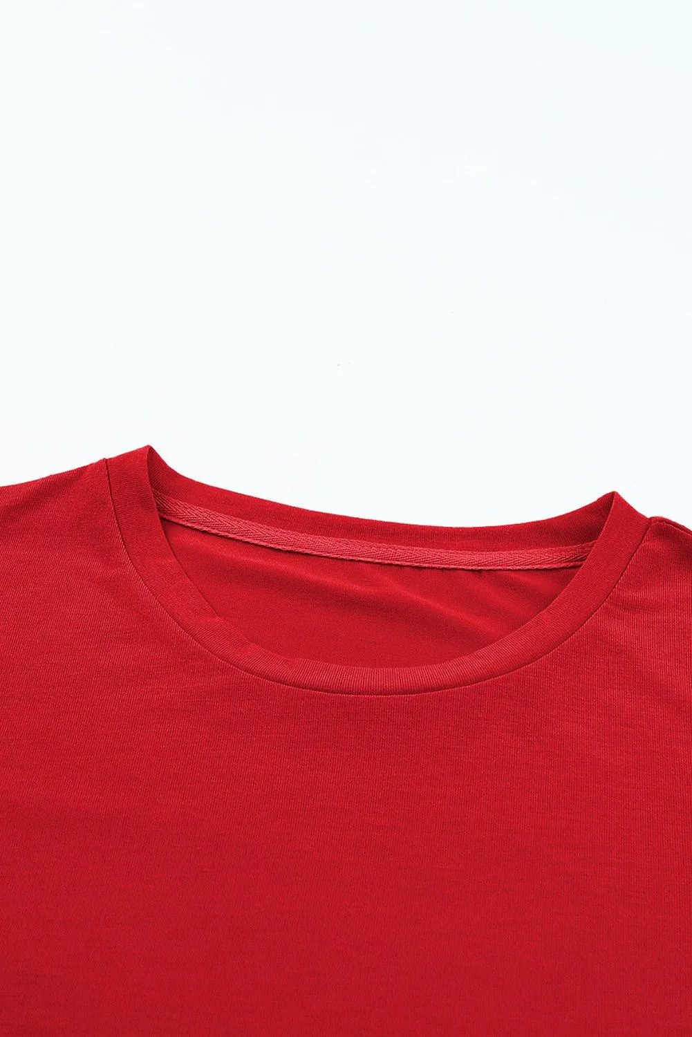 Summer Casual Wear Crew Neck Half Sleeve Solid Red T-Shirt for Women