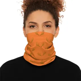 Summer / Fall Weather  - Antler Pattern - Fishing / Boating / Hunting Lightweight Neck Gaiter - Orange